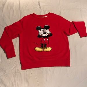BRIGHT RED MICKEY SWEATSHIRT NO HOOD - Embroidered